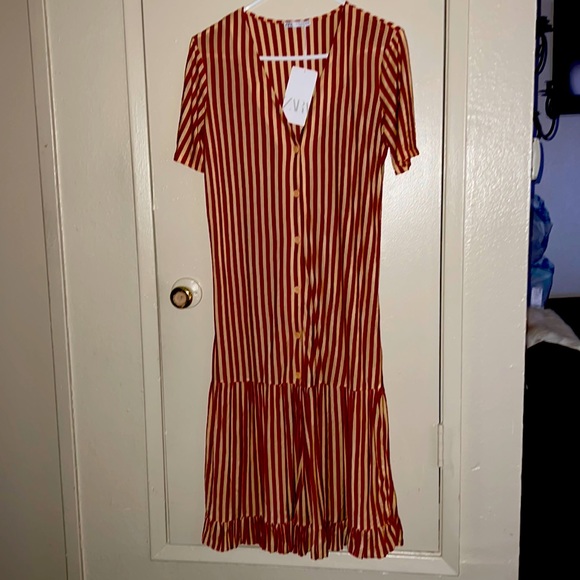 💚Zara Two-Tone Striped Dress 👗 - Picture 2 of 11